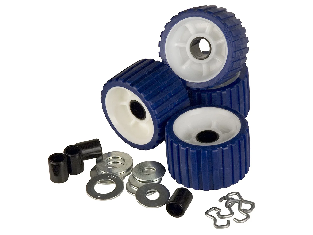 C.E. Smith Ribbed Roller Replacement Kit - 4-Pack - Blue
