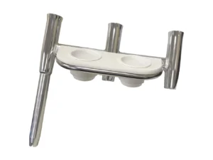 Tigress Offset Triple Rod Holder w/Cup Holders - Starboard Side - Polished Aluminum
