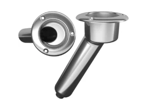 Mate Series Stainless Steel 30° Rod & Cup Holder - Drain - Round Top