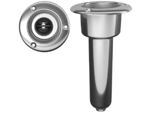 Mate Series Stainless Steel 0° Rod & Cup Holder - Drain - Round Top