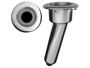 Mate Series Elite Screwless Stainless Steel 15° Rod & Cup Holder - Drain - Round Top