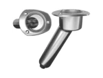 Mate Series Stainless Steel 30° Rod & Cup Holder - Drain - Oval Top