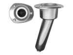 Mate Series Stainless Steel 15° Rod & Cup Holder - Drain - Oval Top