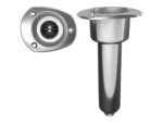 Mate Series Stainless Steel 0° Rod & Cup Holder - Drain - Oval Top