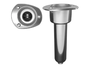 Mate Series Stainless Steel 0° Rod & Cup Holder - Drain - Oval Top