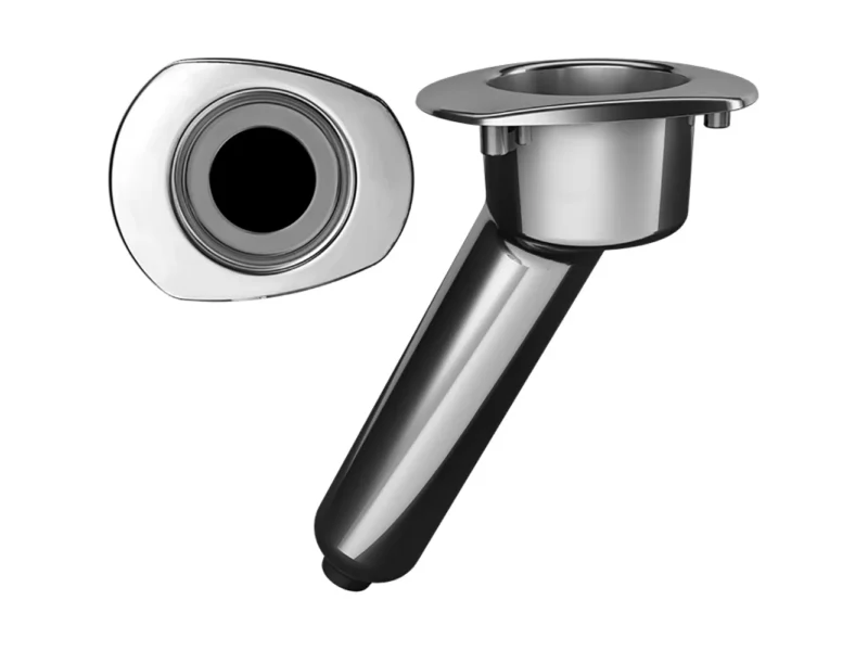 Mate Series Elite Screwless Stainless Steel 30° Rod & Cup Holder - Drain - Oval Top