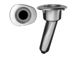 Mate Series Elite Screwless Stainless Steel 15° Rod & Cup Holder - Drain - Oval Top