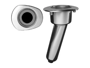 Mate Series Elite Screwless Stainless Steel 15° Rod & Cup Holder - Drain - Oval Top