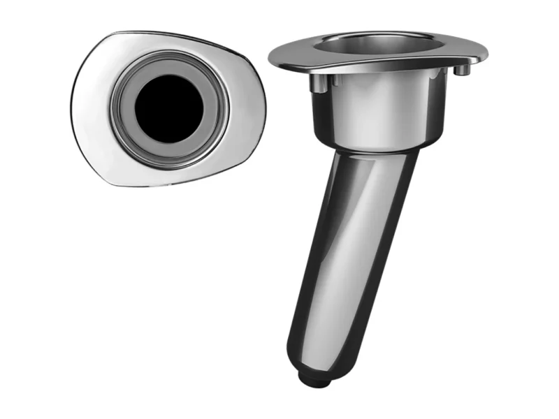 Mate Series Elite Screwless Stainless Steel 15° Rod & Cup Holder - Drain - Oval Top