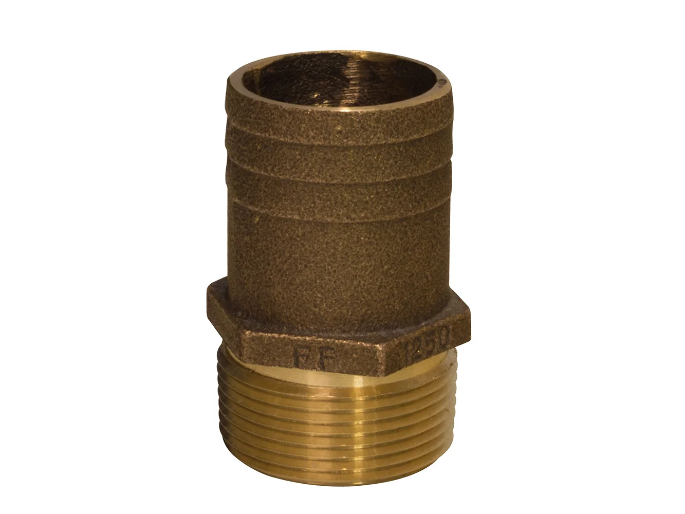 GROCO 1-1/4" NPT x 1-1/2" Bronze Full Flow Pipe to Hose Straight Fitting