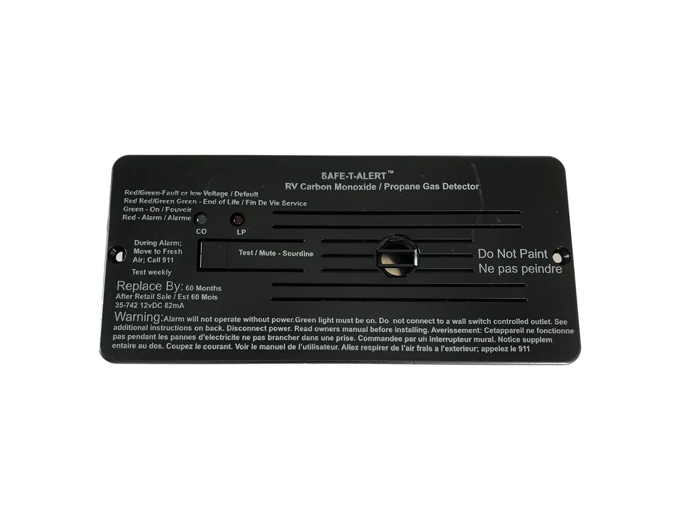 Safe-T-Alert Combo Carbon Monoxide Propane Alarms Flush Mount - Black
