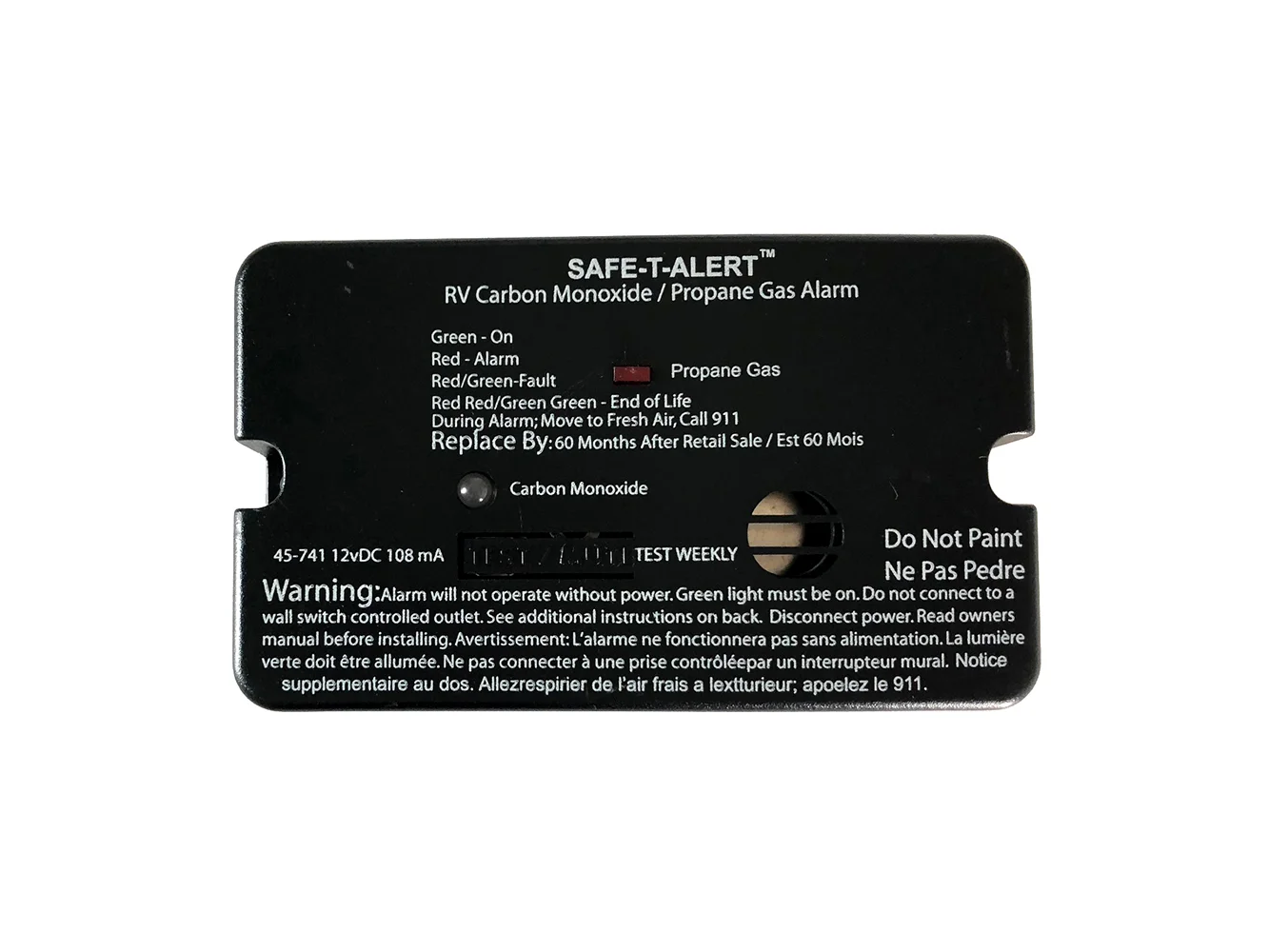 Safe-T-Alert 45-Series Combo Carbon Monoxide Propane Alarm Surface Mount - Black