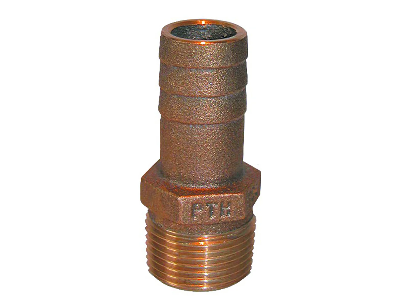 GROCO 1-1/4" NPT x 1-1/8" ID Bronze Pipe to Hose Straight Fitting