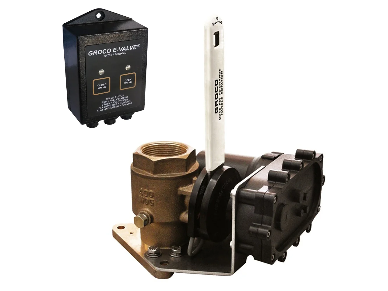 GROCO 1" Bronze Electric Flanged Seacock - 12V