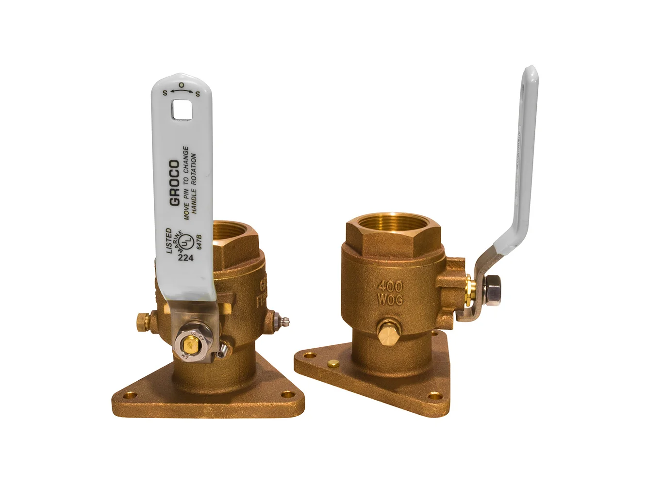 GROCO 1-1/4" Bronze Tri-Flanged Ball Valve/Seacock