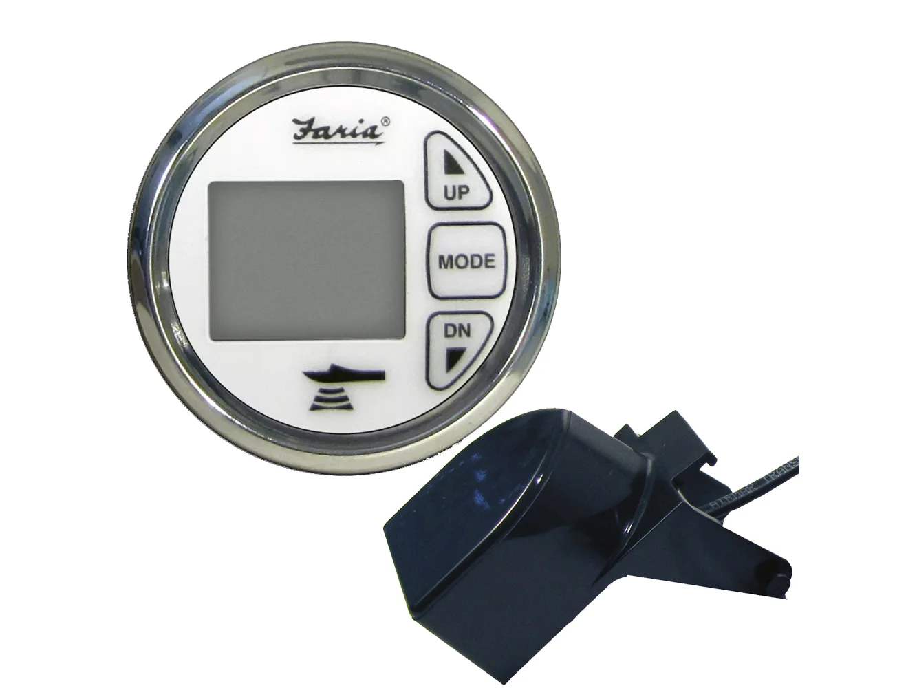 Faria Chesapeake White SS 2" Dual Depth & Temp Sounder w/Transom Mount Transducer