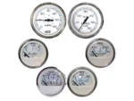 Faria Chesapeake White w/Stainless Steel Bezel Boxed Set of 6 - Speed, Tach, Fuel Level, Voltmeter, Water Temperature & Oil PSI - Inboard Motors