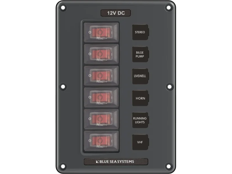 Blue Sea 4322 Circuit Breaker Switch Panel 6 Position - Gray