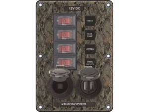 Blue Sea 4324 Circuit Breaker Switch Panel 4 Postion - Camo w/12V Socket & Dual USB