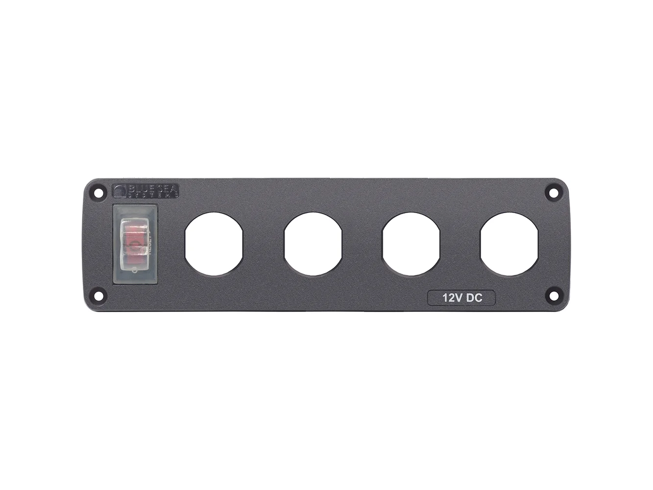 Blue Sea Water Resistant USB Accessory Panel - 15A Circuit Breaker, 4x Blank Apertures