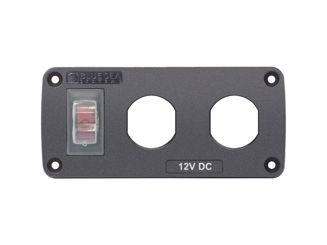 Blue Sea 4364 Water Resistant USB Accessory Panel - 15A Circuit Breaker, 2x Blank Apertures