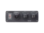 Blue Sea 4365 Water Resistant USB Accessory Panel - 15A Circuit Breaker, 12V Socket, 2x 2.1A Dual USB Chargers
