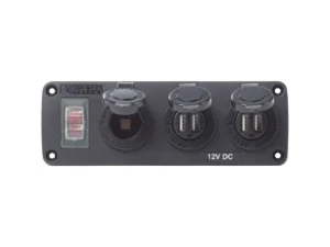 Blue Sea 4365 Water Resistant USB Accessory Panel - 15A Circuit Breaker, 12V Socket, 2x 2.1A Dual USB Chargers