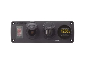 Blue Sea 4366 Water Resistant USB Accessory Panel - Circuit Breaker, 12V Socket, Dual USB Charger, Mini Voltmeter
