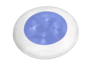 Hella Marine Blue LED Round Courtesy Lamp - White Bezel - 24V