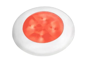 Hella Marine Red LED Round Courtesy Lamp - White Bezel - 24V