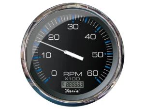 Faria Chesapeake Black 5" Tachometer w/Digital Hourmeter - 6000 RPM (Gas) (Inboard)