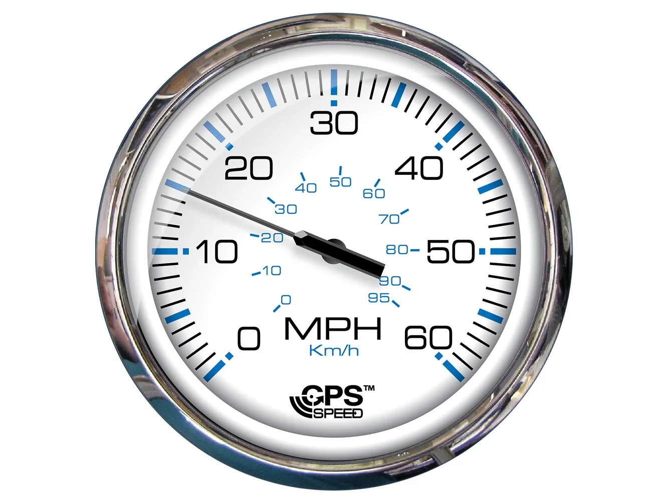 Faria Chesapeake White SS 5" Speedometer - 60 MPH (GPS)(Studded)