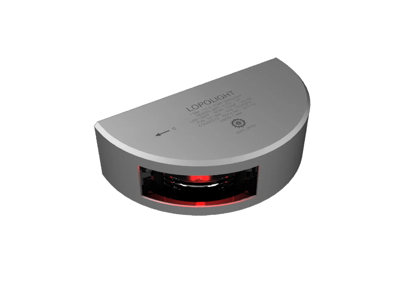 Lopolight Series 101-002 - Port Side Light - 1NM - Vertical Mount - Red - Silver Housing