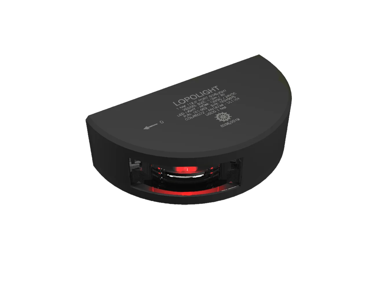 Lopolight Series 101-002 - Port Side Light - 1NM - Vertical Mount - Red - Black Housing