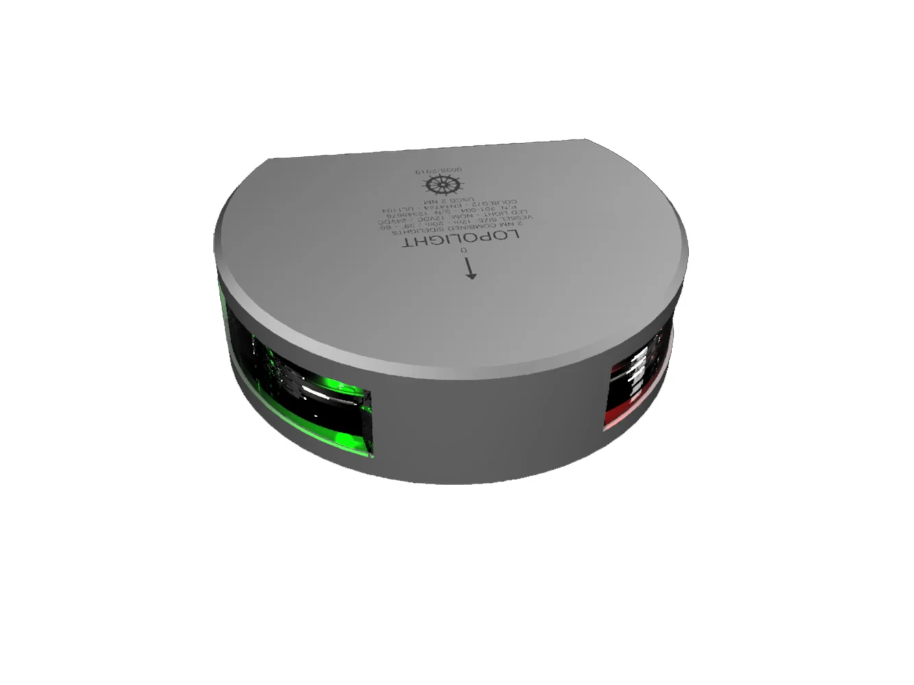 Lopolght Series 201-004 - Starboard & Port Sidelight - 2NM - Vertical Mount - Green/Red - Silver Housing