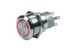 BEP Push-Button Switch 12V Latching On/Off - Red LED