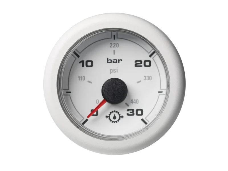 Veratron 52MM (2-1/16") OceanLink Transmission Oil Pressure Gauge - 30 Bar/440 PSI - White Dial & Bezel