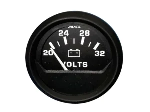 Faria Euro Black 2" Voltmeter (20-32 V)