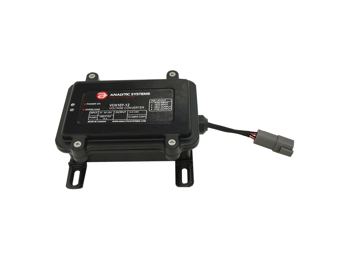 Analytic Systems Waterproof IP66 DC Converter 10A, 12V Out 20-80V In, Ruggedized