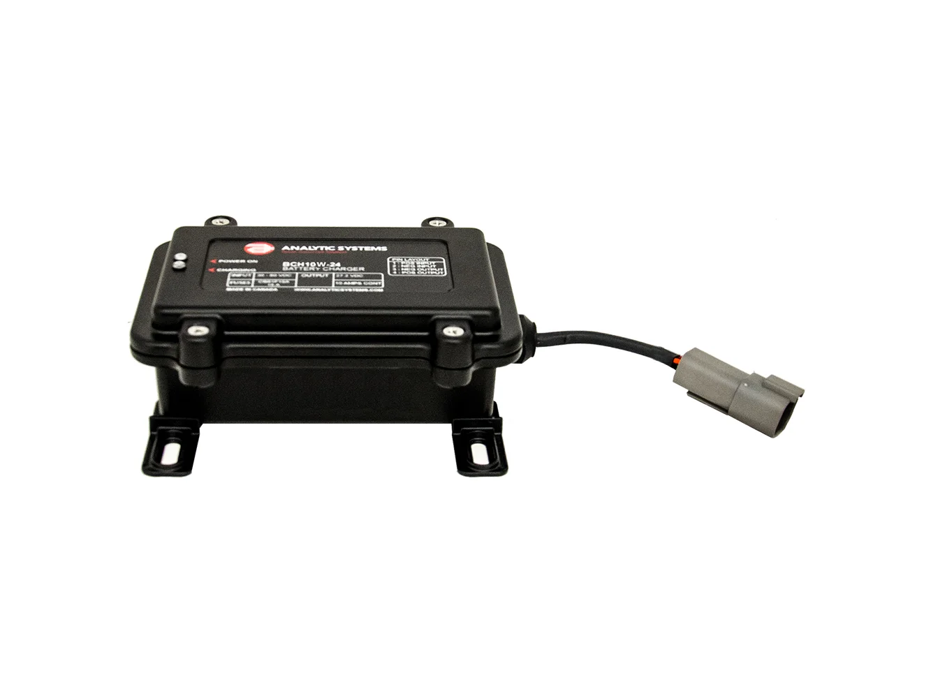 Analytic Systems Waterproof IP66 DC Battery Charger 10A, 24V Out, 30-80V In, Ruggedized