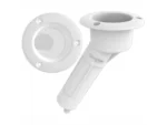 Mate Series Plastic 30° Rod & Cup Holder - Drain - Round Top - White