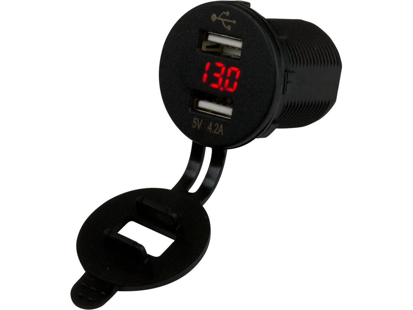 Sea-Dog Dual USB Socket/Voltmeter w/Hidden Display