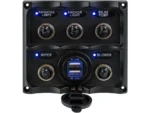 Sea-Dog Water Resistant Toggle Switch Panel w/USB Power Socket - 5 Toggle