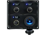 Sea-Dog Water Resistant Toggle Switch Panel w/LED Power Socket - 3 Toggle