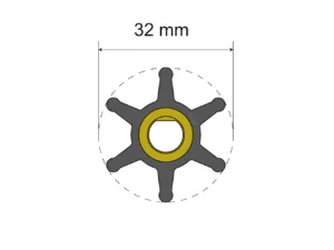 Albin Group Premium Impeller Kit - 32 x 8 x 12mm - 6 Blade - Single Flat Insert
