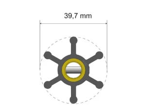 Albin Group Premium Impeller Kit - 39.7 x 9.5 x 19.2mm - 6 Blade - Pin Insert