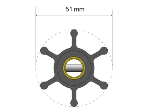 Albin Group Premium Impeller Kit - 51 x 22 x 12mm - 6 Blade - Pin Insert