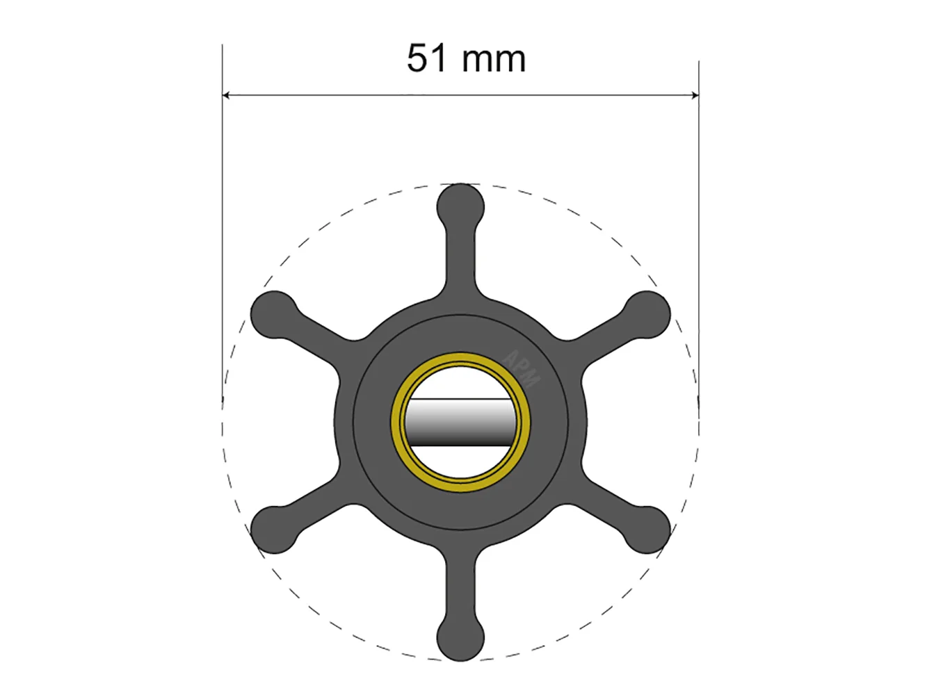 Albin Group Premium Impeller Kit - 51 x 22 x 12mm - 6 Blade - Pin Insert