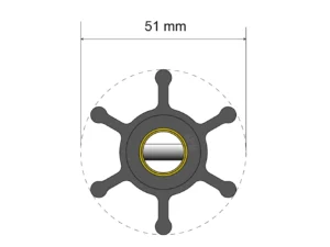 Albin Group Premium Impeller Kit - 51 x 22 x 12.7mm - 6 Blade - Pin Insert