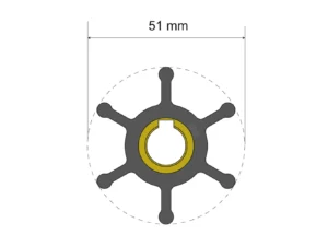 Albin Group Premium Impeller Kit - 51 x 12.7 x 22mm - 6 Blade - Key Insert